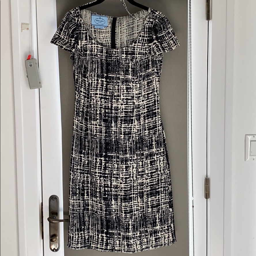 Prada Black/White Tweed Dress, It 40
